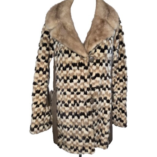 Vintage 70s Emba Pearl Mink Jacket- Natural Pale Beige And Leather