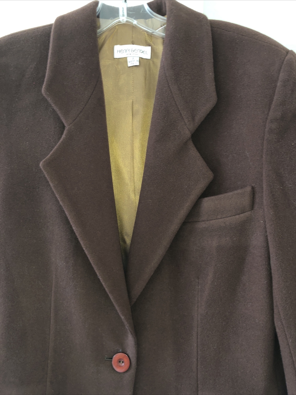 Henri Bendel Jacket Blazer Size 2 Brown Wool Blend Two Button Style NEW VINTAGE