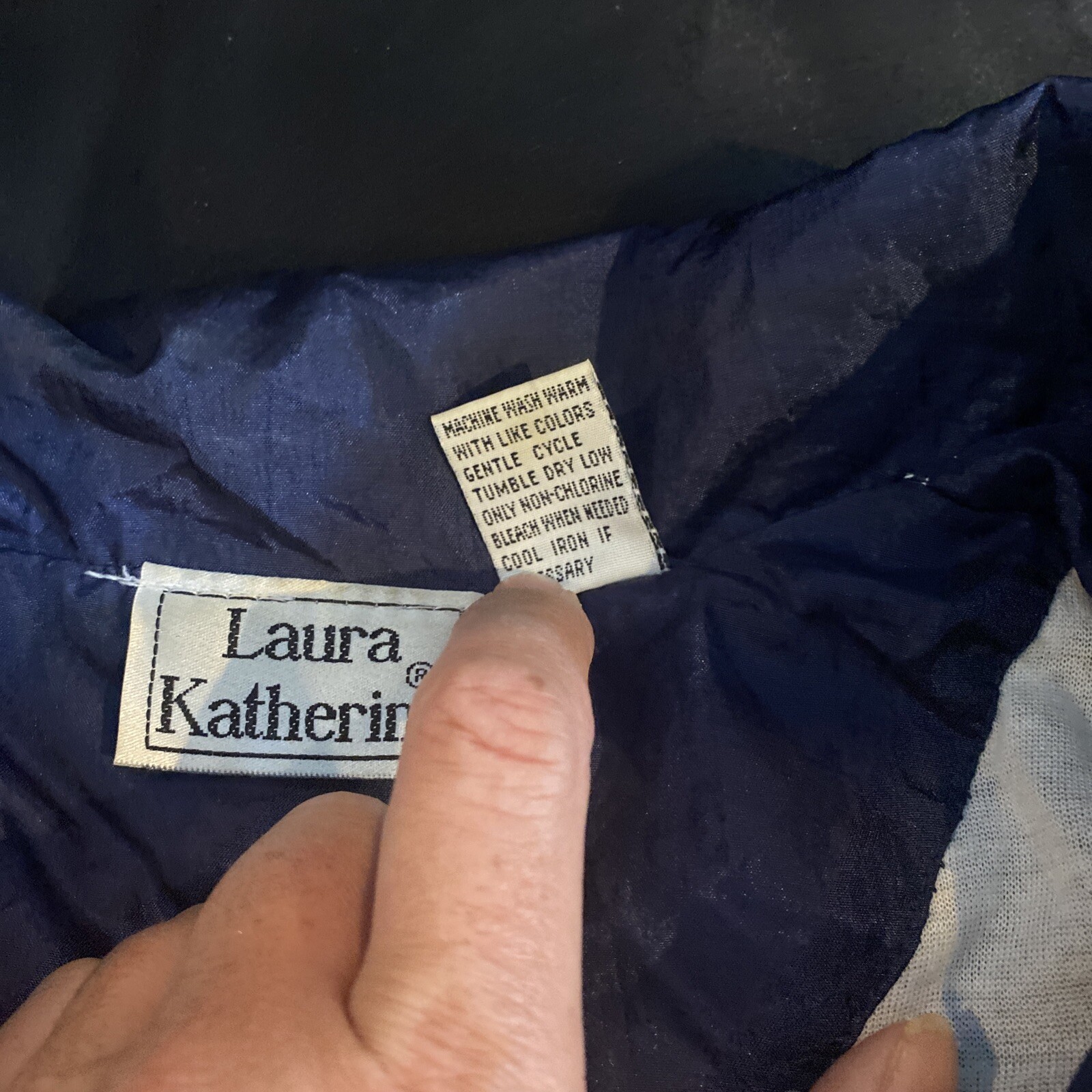 Rare Vintage 90s Laura Katherine Navy Blue And GreenWindbreaker Tracksuit Size M