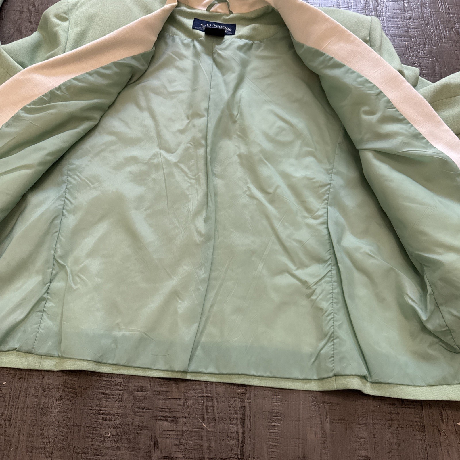 Vintage E.H Woods Skirt suit set Light Green Size 16 jacket shirt skirt Lined