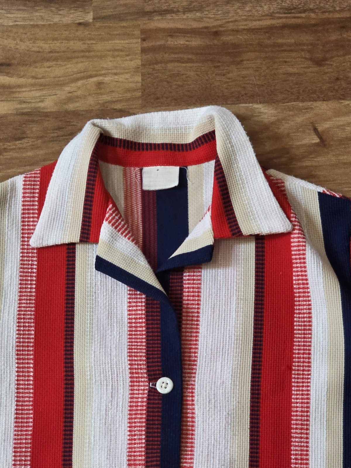 Womens Striped Shirt Vintage 70’s Butterfly Collar Funky Long Sleeve Medium