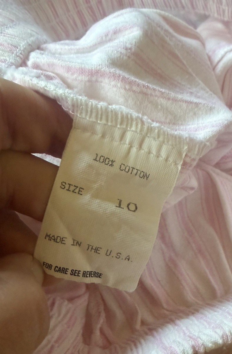 Vtg Cascade Blues High-Rise Elastic Waist Mom Pants Lightweight Pink Strip #302