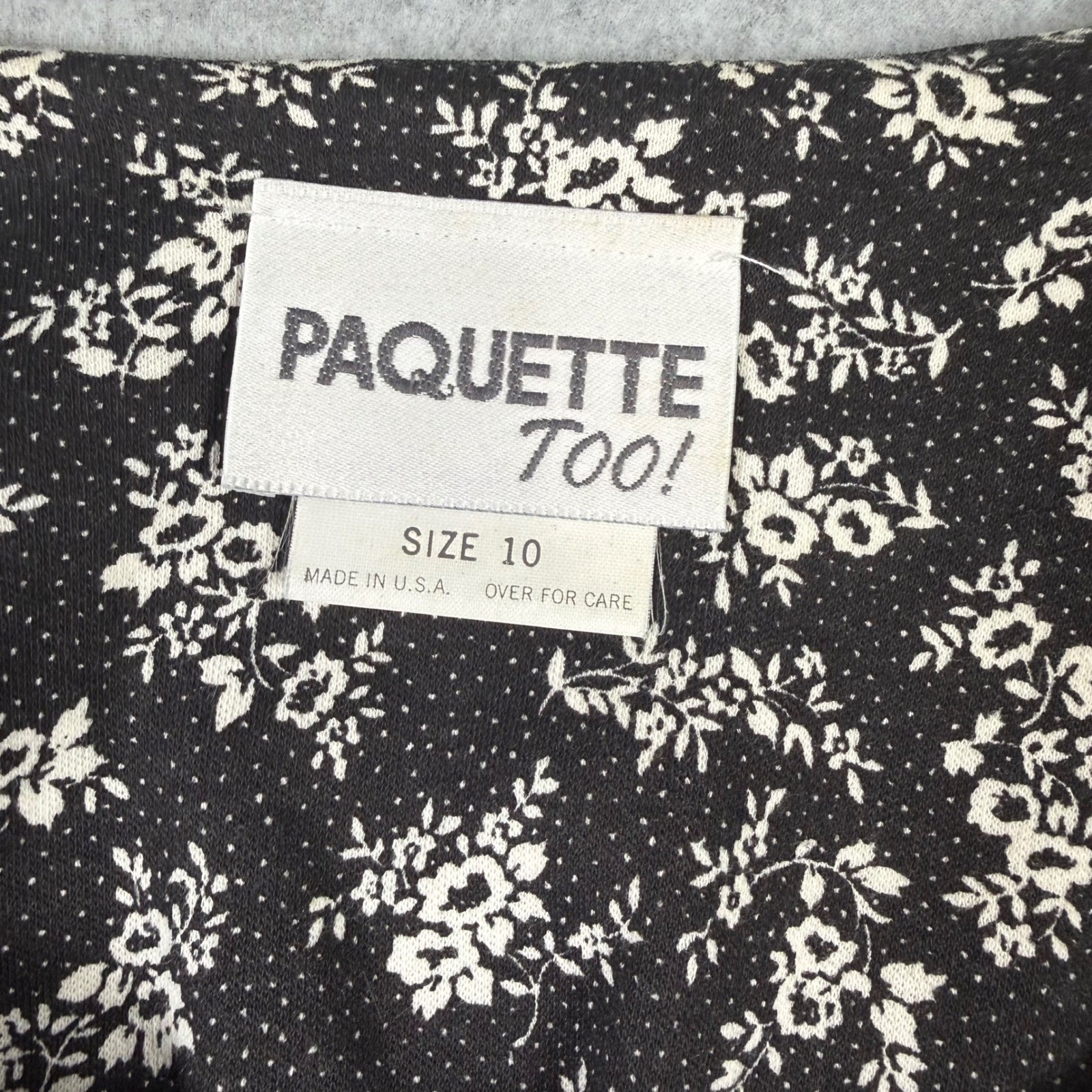 Paquette Too Vintage 80s Floral Modest Lace Collar Church Teacher Dress Black 10