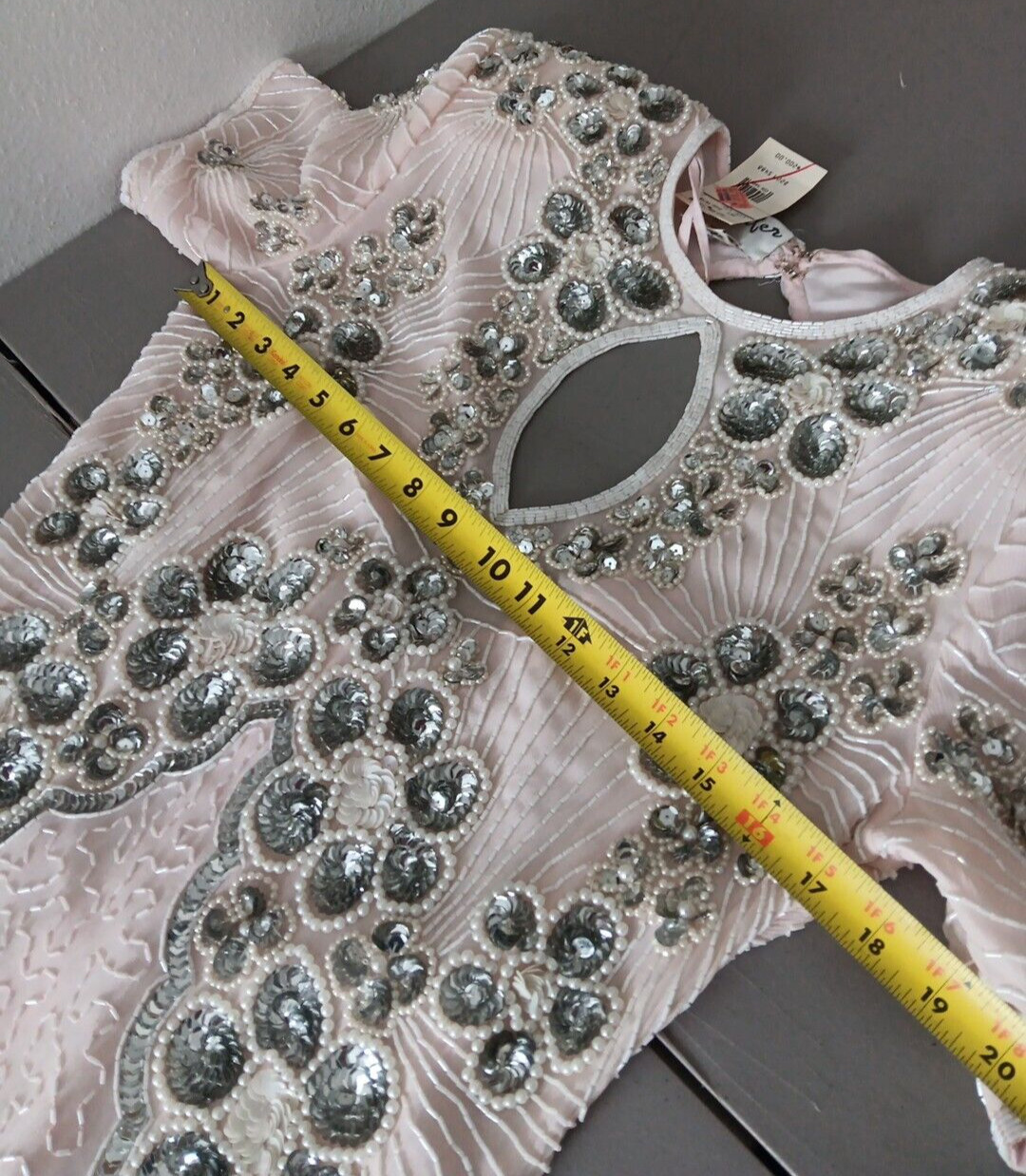 Jennifer Evening Gown Medium Light Pink Midi Silk Bead Sequin Keyhole NEW Bridal