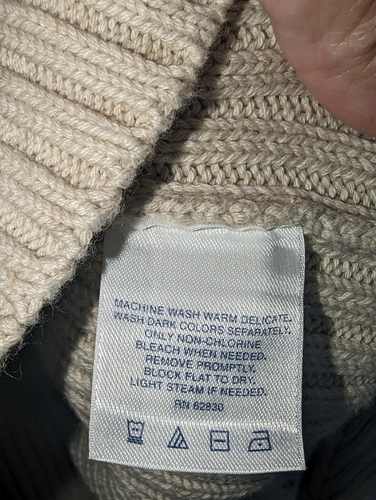 90s Lands End Cable Knit Full Zip Sweater Women’s 100% Cotton Large 14-16 Beige