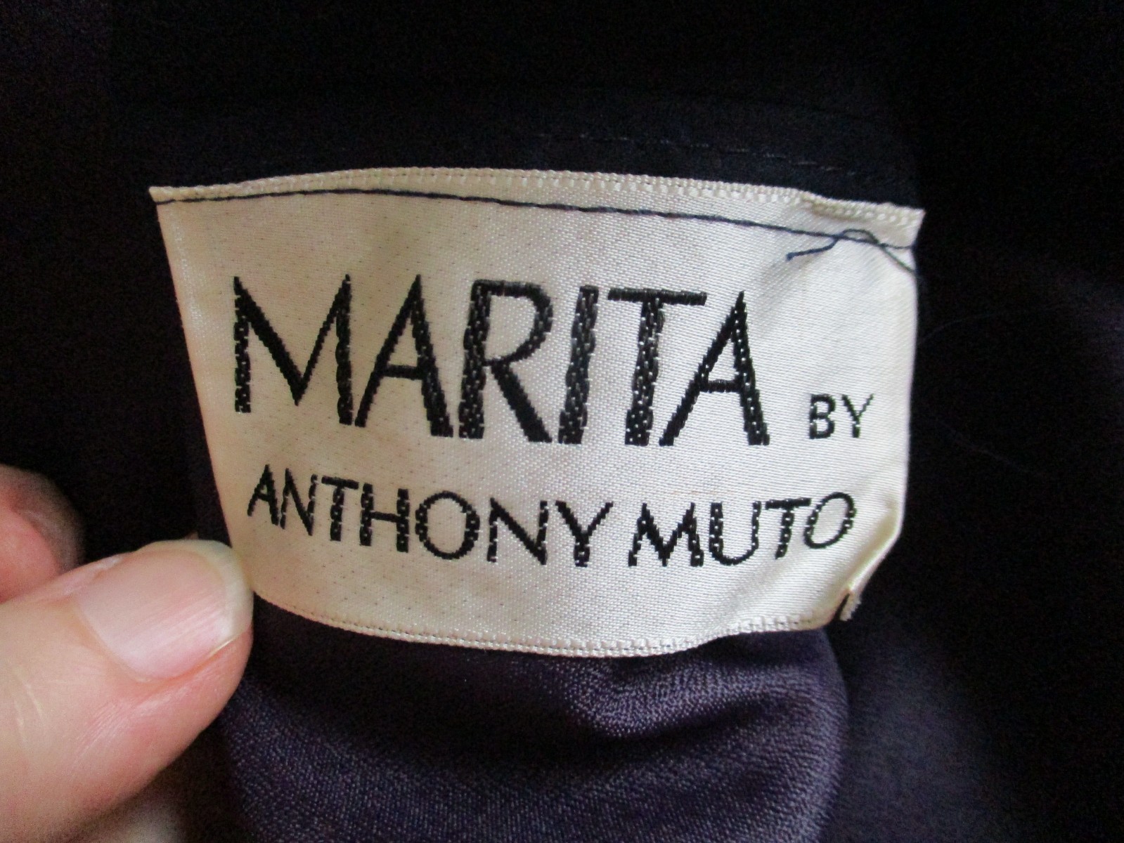 Vintage 70s Marita Anthony Muto Maxi Dress M Women Navy Blue Chiffon Gown
