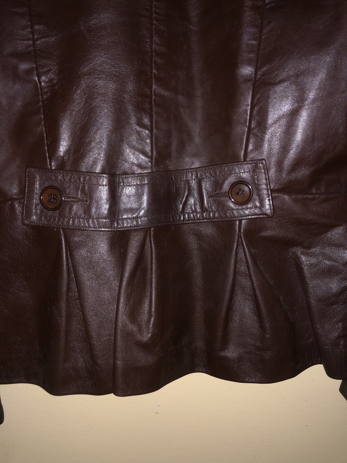 Vintage AVANT GARDE Women’s Leather Jacket Sz 8 fits XS/S 1 button peplum back