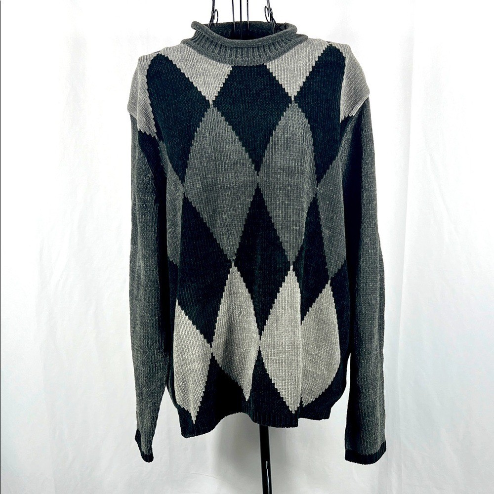 VINTAGE CAROLYN TAYLOR LUXURY Women’s Sweater Large Black Gray CHENILLE