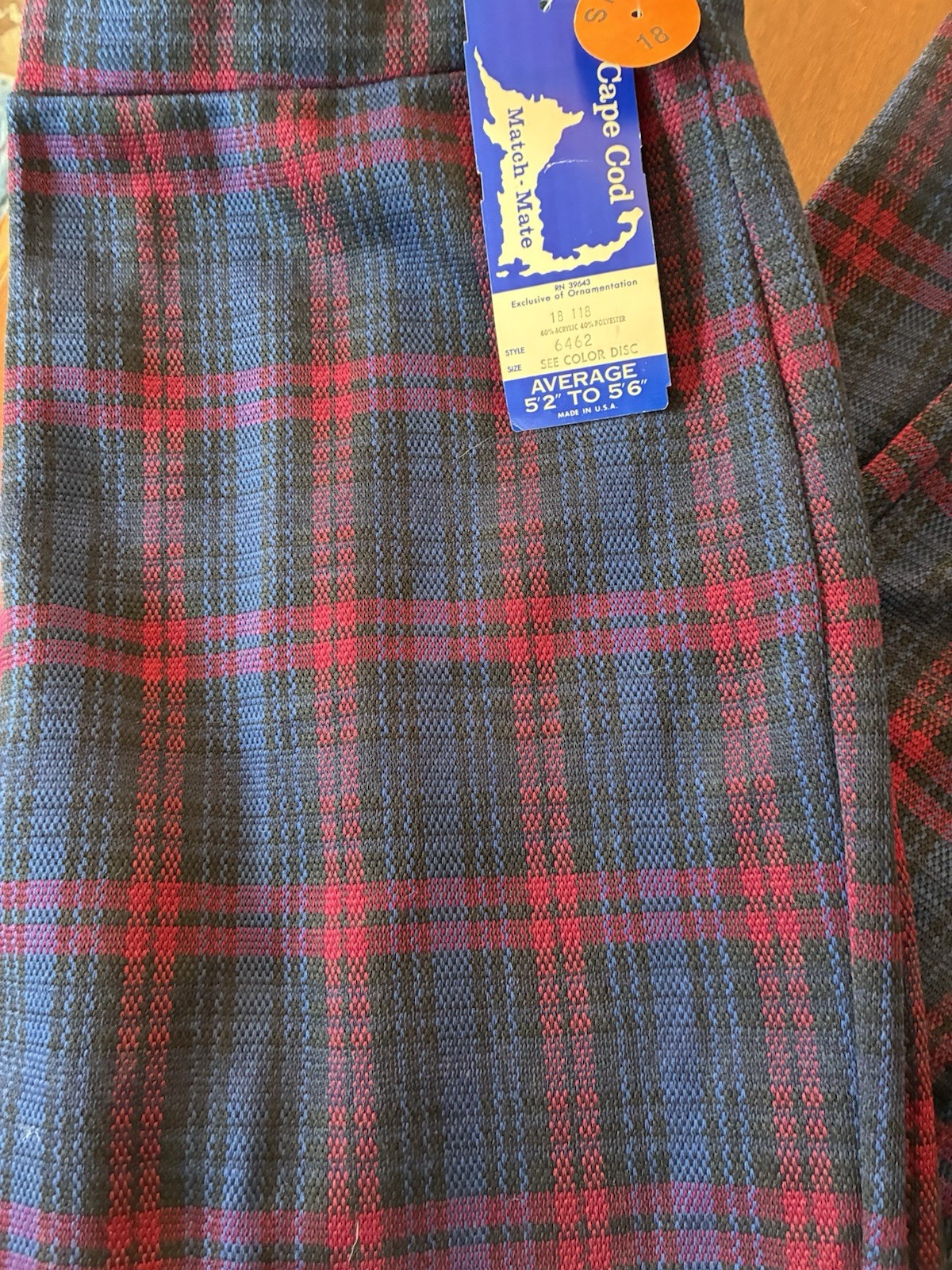VTG Cape Cod Match Mates 3 Piece Skirt Pants Blazer Set Plaid Blue NOS Tags 18
