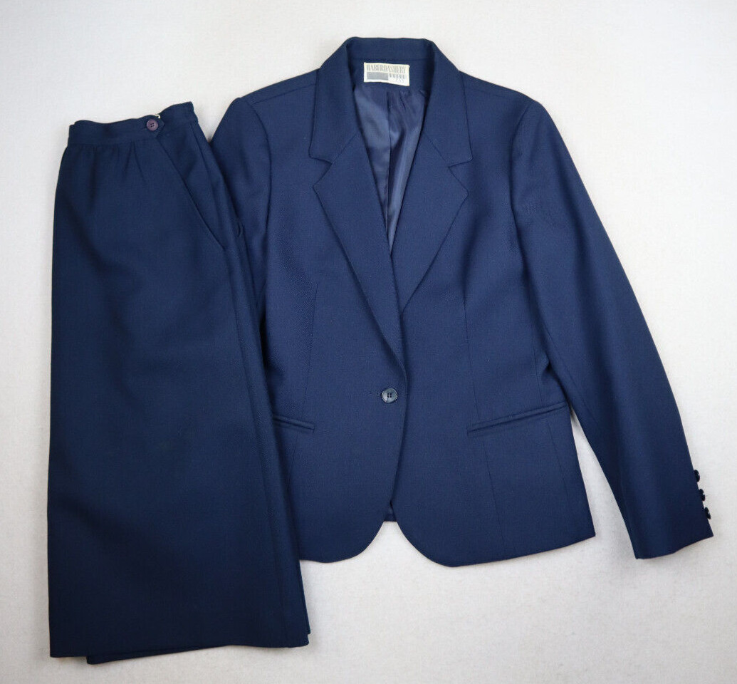 Vintage 70s Women’s Skirt Suit BLUE HABERDASHERY LESLIE FAY PERSONAL PETITES 8P