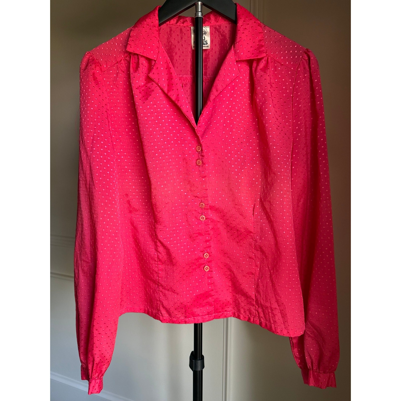 Vintage 1970s You Babes Pink Dagger Collar Prairie Disco Blouse Rare Tag