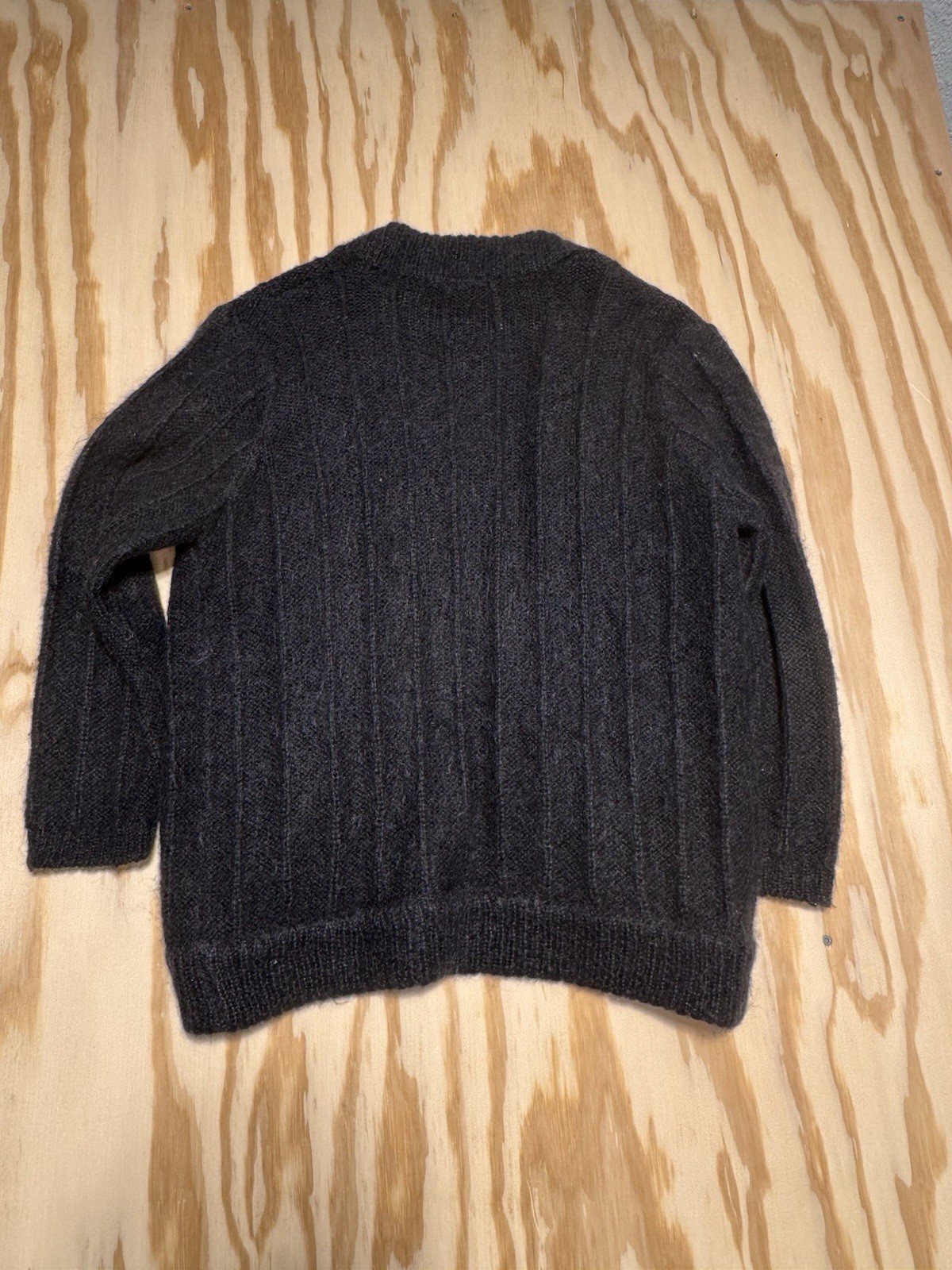 Amari Womens 14/16 Black Mohair Blend Open Front Cardigan Fuzzy Knit Sweater