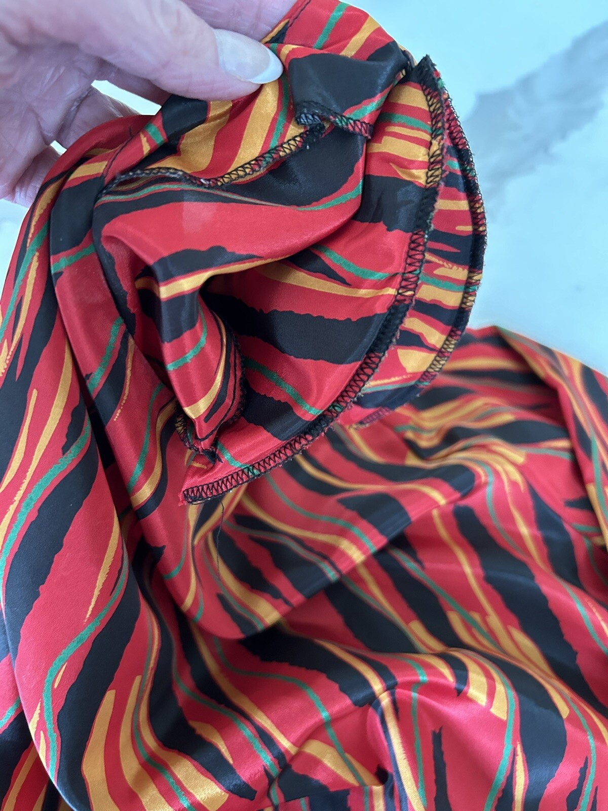 Vintage Susan Hutton 70s Vibe Blouse Red, Yellow And Black Lines Size 10
