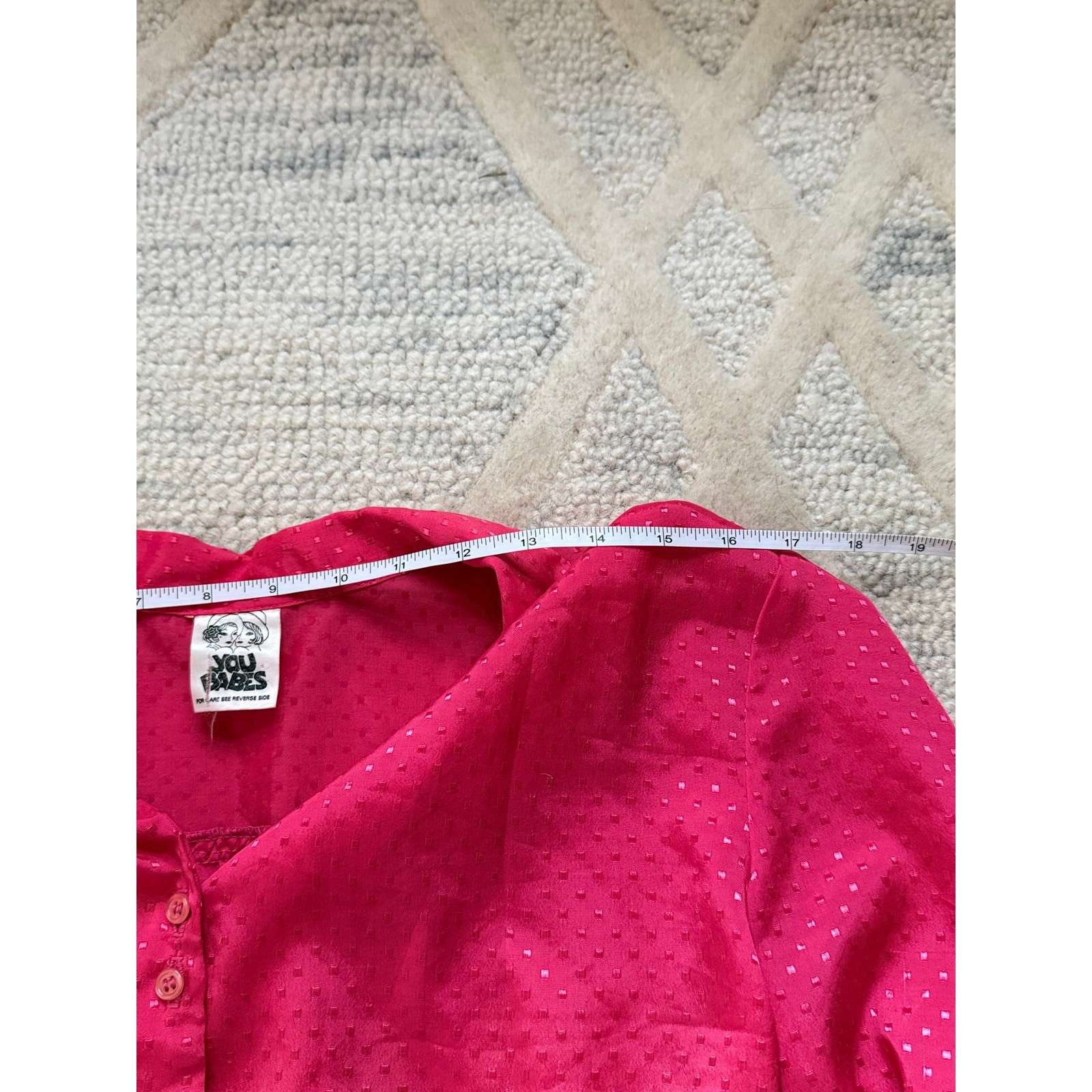 Vintage 1970s You Babes Pink Dagger Collar Prairie Disco Blouse Rare Tag