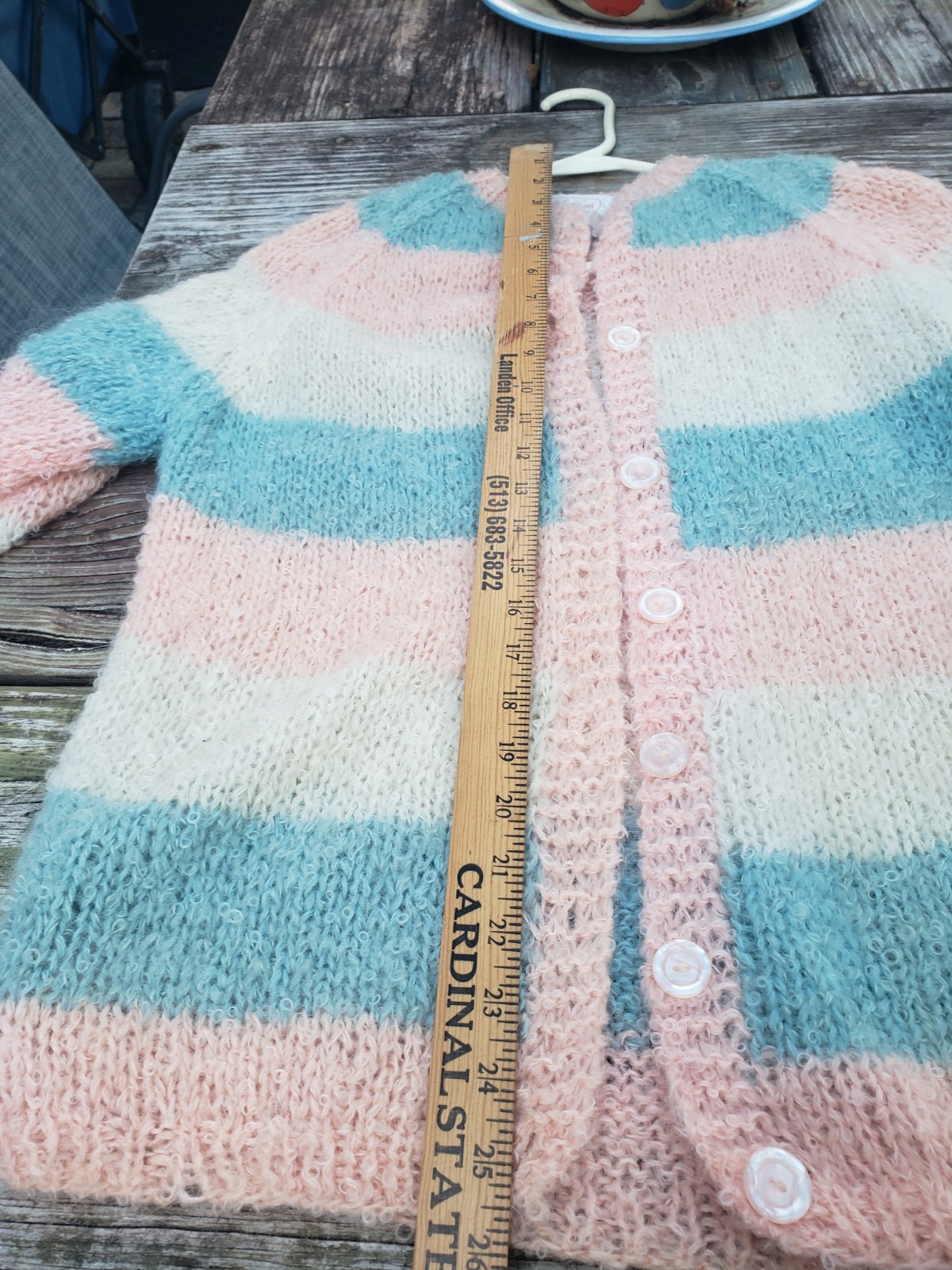 Vintage 60s Wool Mohair Cardigan Sweater Knit in Italy Carol Brent Fuzzy 38 Orig