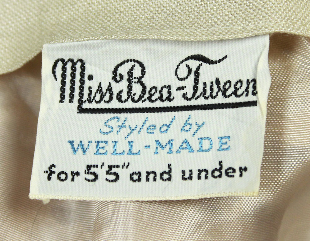 Vintage 50s Dress Jacket Set Sz S Ivory White Beige Champagne Wedding Gown