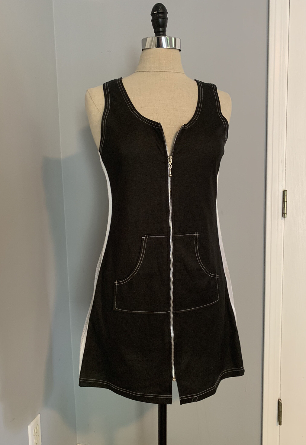 Vintage 90s Raver Dress Light Reflective Cyber Goth Club Kid Mod Futuristic