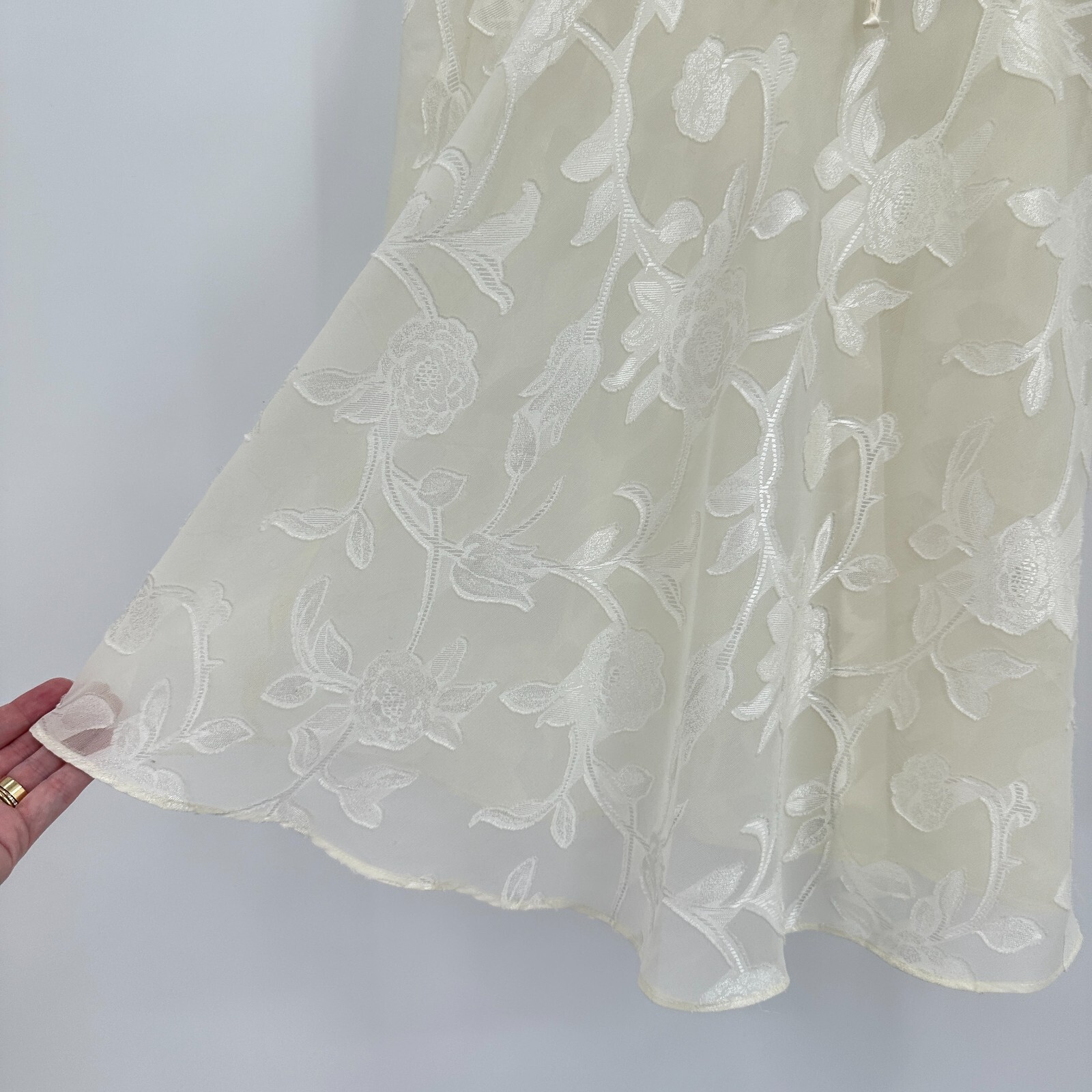 Vtg Seductive Wear Cinema Etoile Chemise Lingerie Womens S Cream Floral Padded