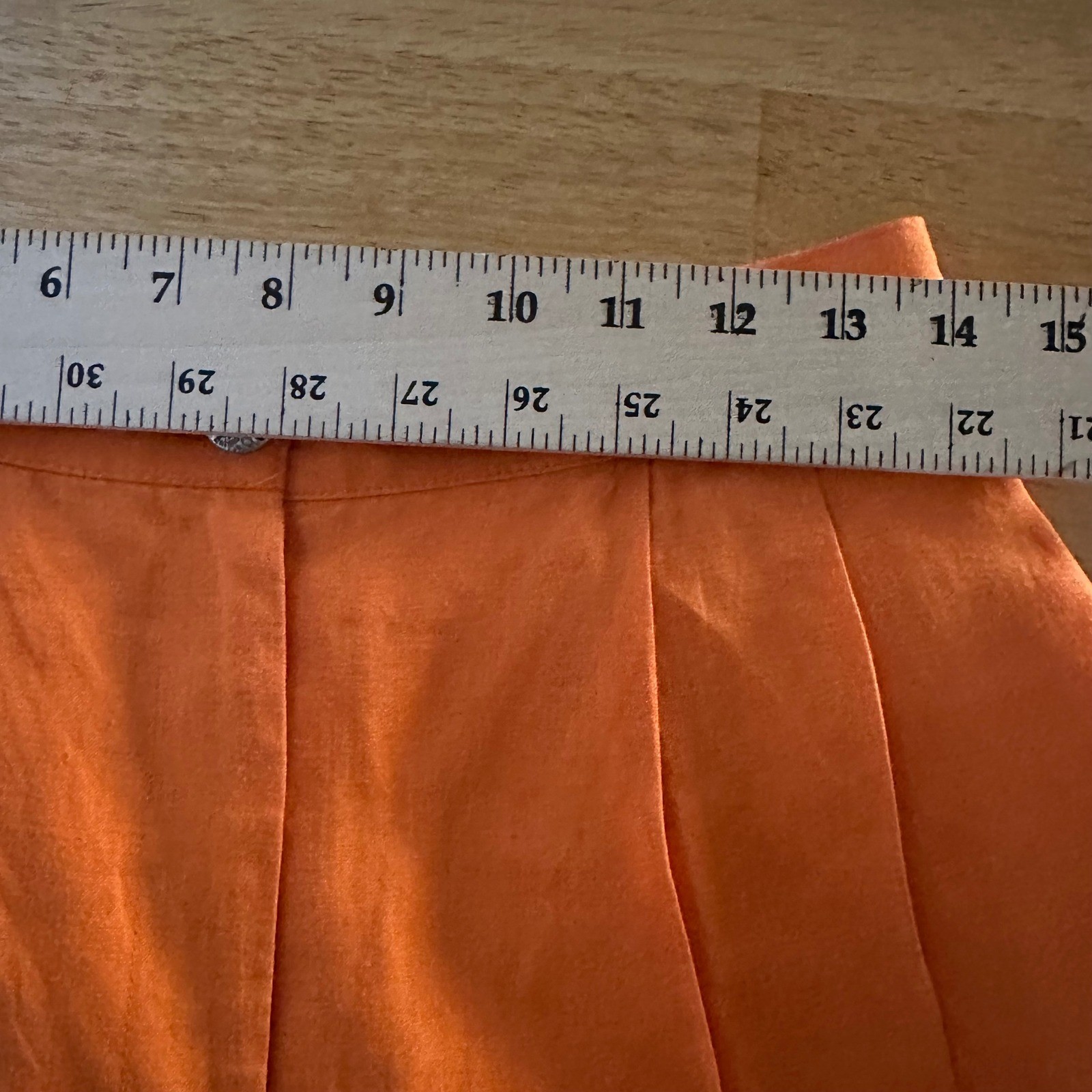 Vintage 100% Linen High Waisted Pleated Wide Leg Trousers Orange Made in USA 12