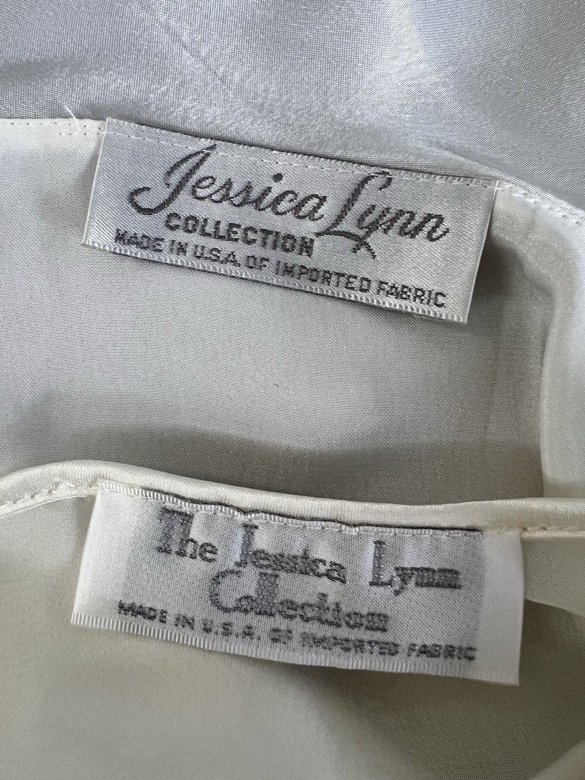 VTG Jessica Lynn Collection Women Set Robe Night Gown Satin L Ivory Chiffon Y2K