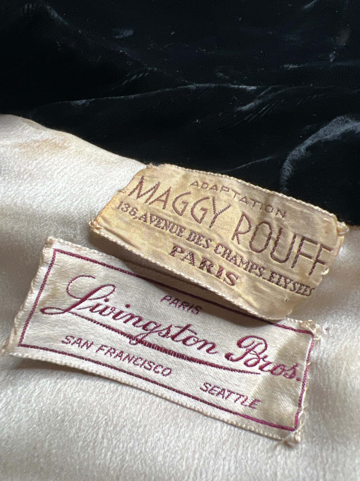 Vintage Antiq Maggy Rouff Paris Black Velvet Evening Jacket Satin Lining – Rare