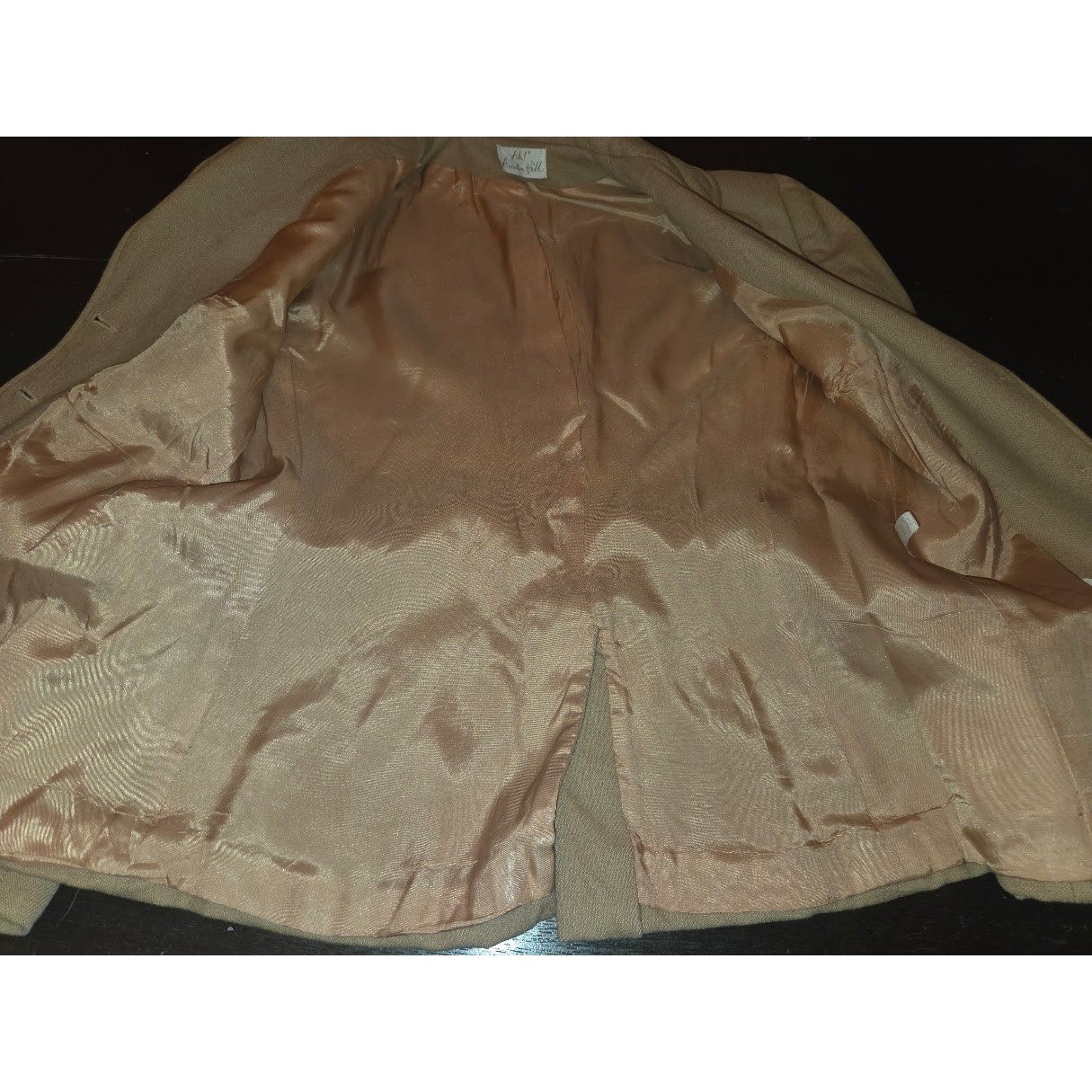 Ah! Austin Hill Womens Tan Wool Blend 3 Button Blazer Jacket Lined Vintage