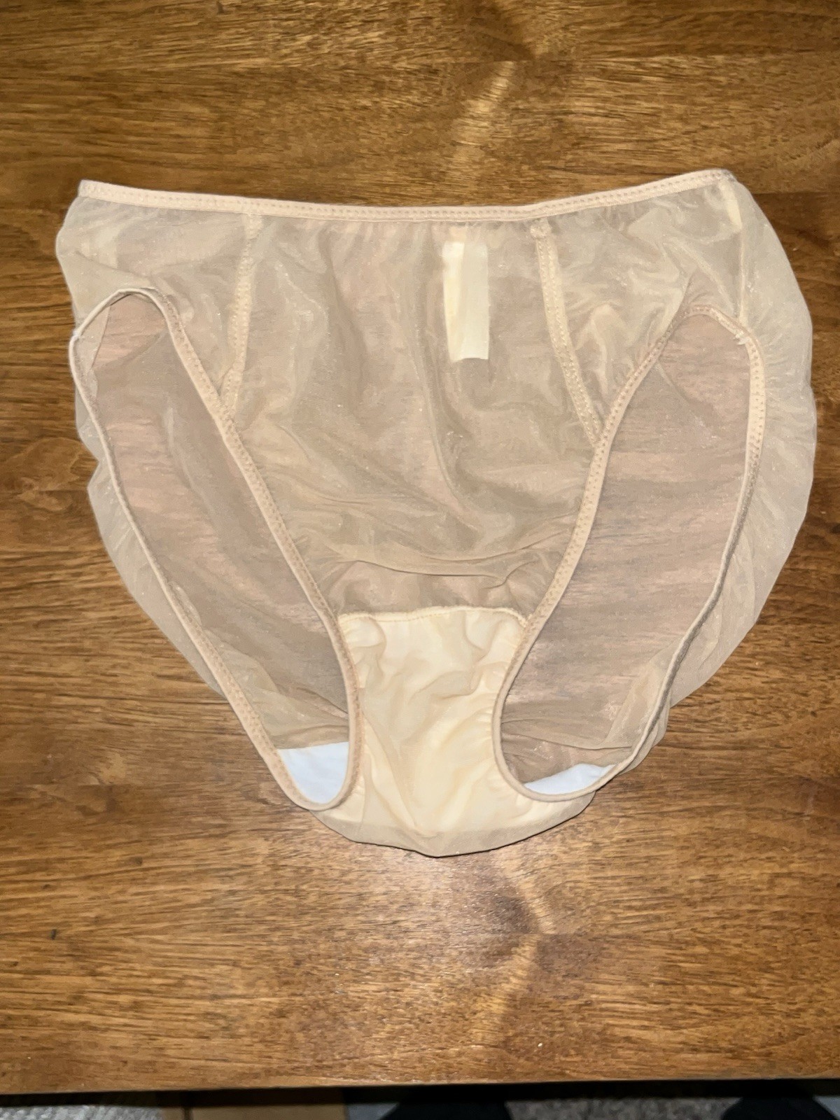 Vtg Victoria’s Secret Gold Label Medium Panties Sheer Brief High Cut Tan M