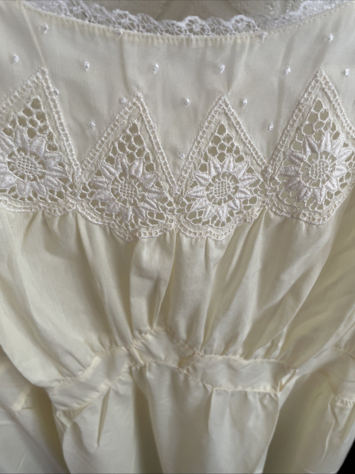 Vintage Godfried 50’s Gown & Robe Set Size 38 Yellow W/Eyelet Lace-Large- NOS