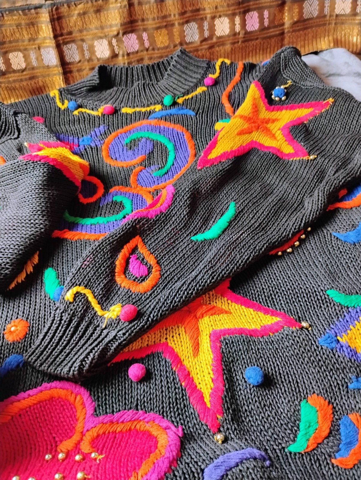 Vintage 90’s International Sportswear Co Woman’s Sweater Sz 2X Stars Hearts Rare