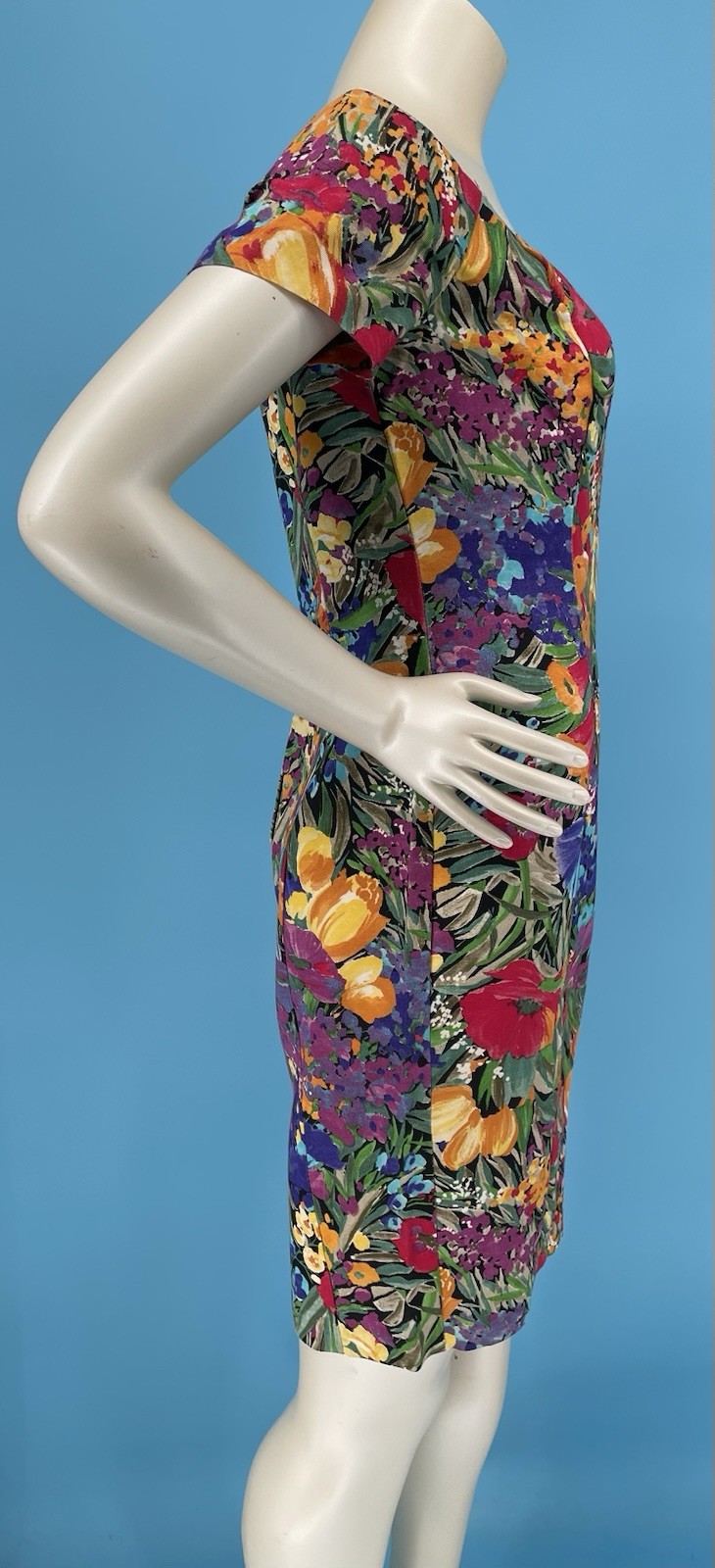 VTG Off Shoulder 90s Floral Wiggle Sheath Pencil New Wave Dress Skirt small