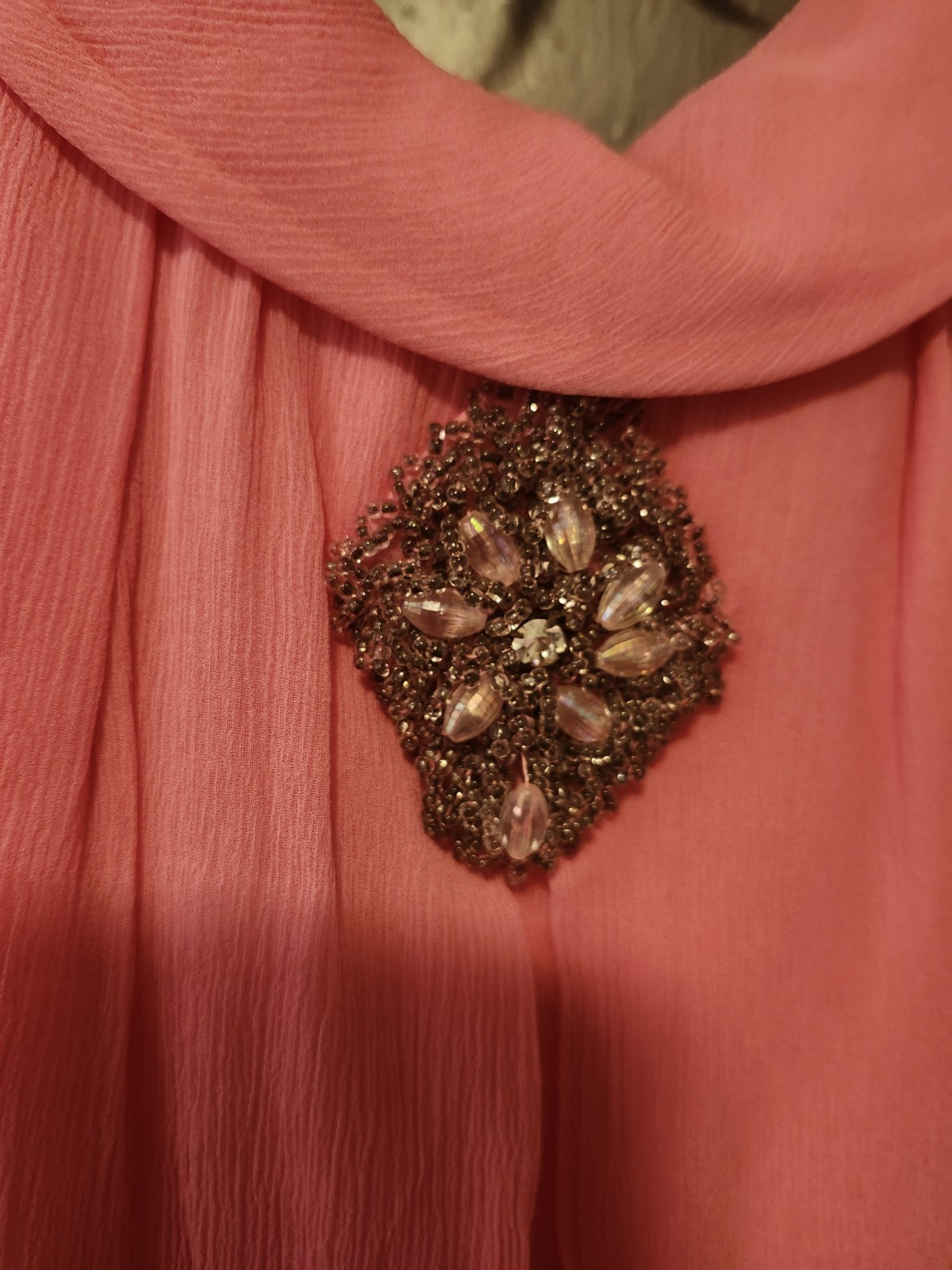 Vintage 1960s pink Cocktail Dress Beaded Layered S