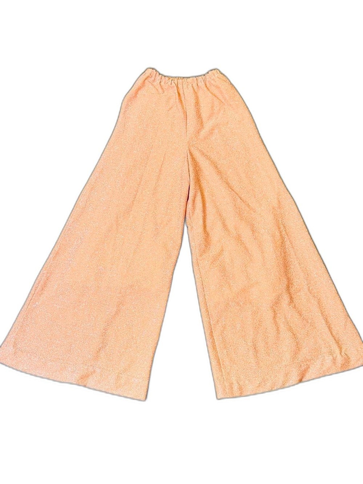 1970s Metallic Peach Glitter Wide Leg Disco Palazzo Pants Studio 54 XS