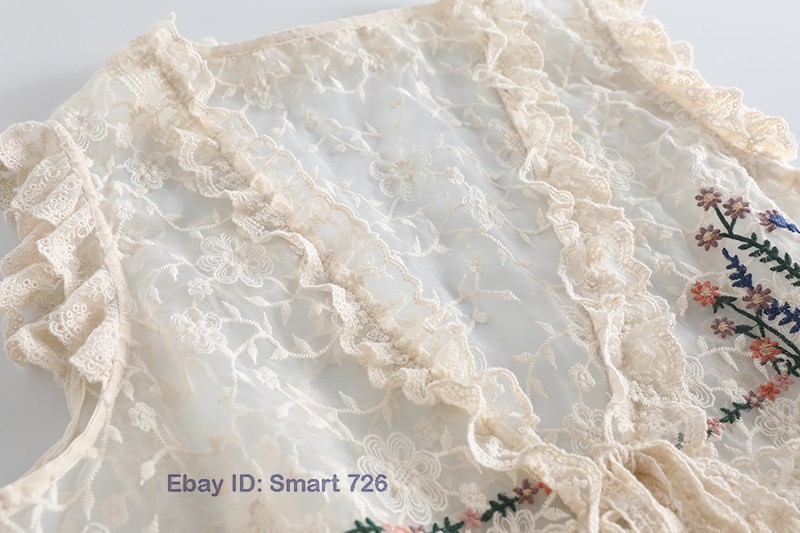 Lace Vest Women’s Loose Transparent Large Size Gilet Waistcoats Cotton Linen NEW