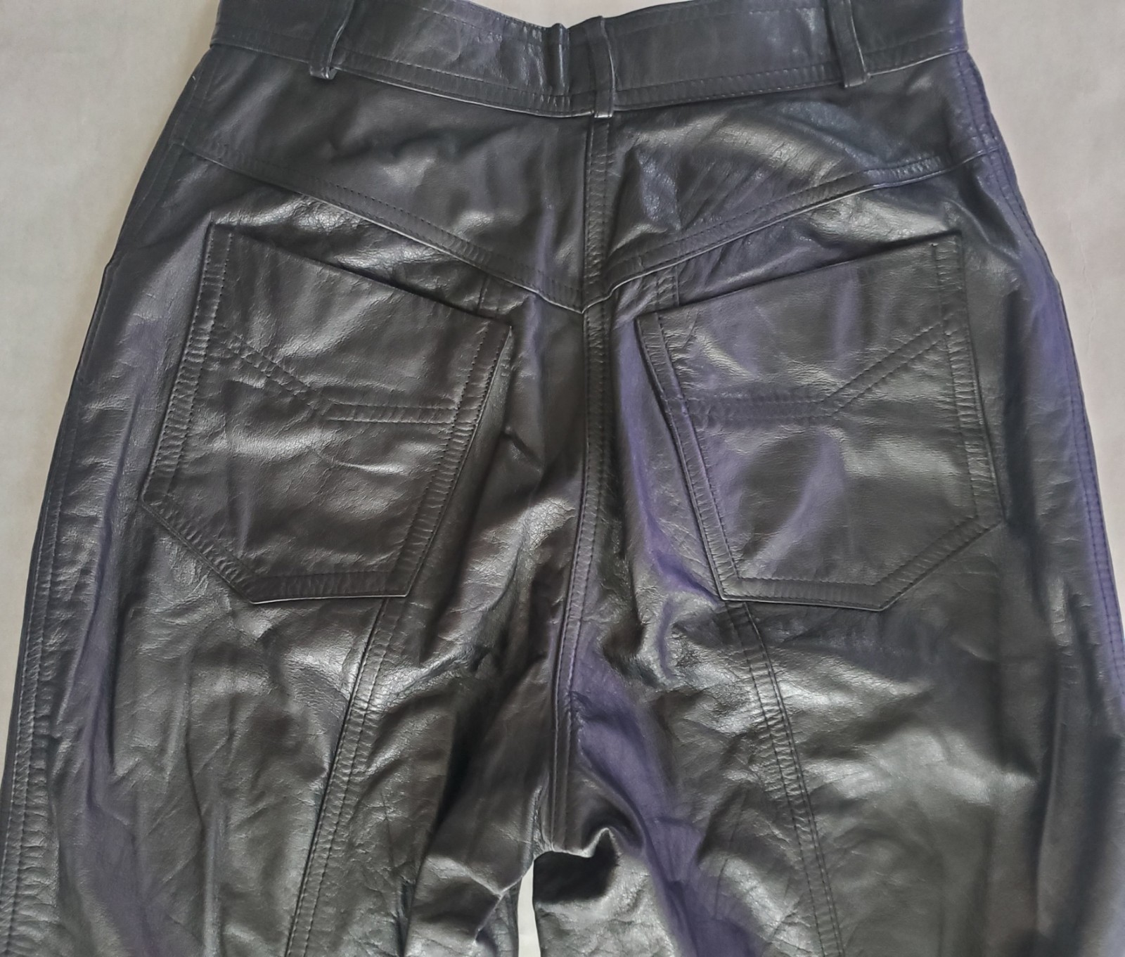 VTG 90’s TOGETHER Black Leather High Rise Straight Leg Lined Moto Pants Size 8