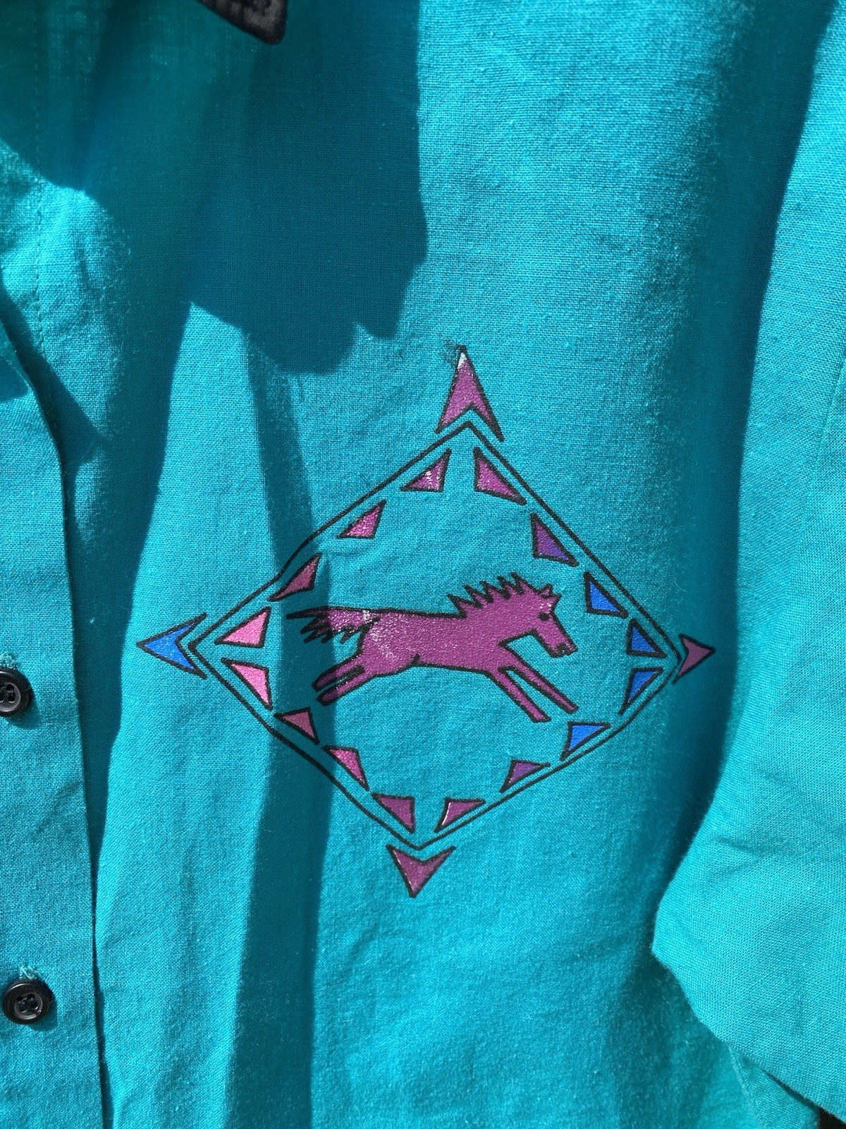 Vtg Cameo Rose Western Southwestern Shirt Top Blouse Horses 80s 90s Cowgirl XS