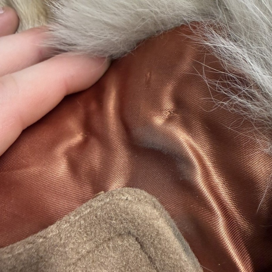 Vintage 60s lorendale by bromleigh union made Tan Longline Coat Faux Fur Collar