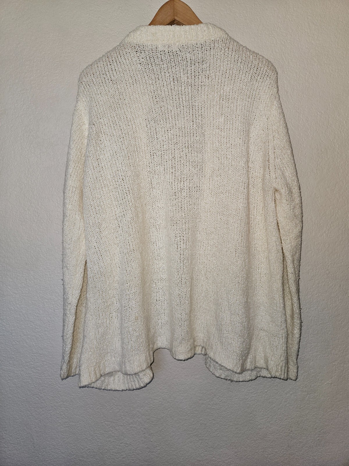 Vintage Classic Fashions Nubby Open Cardigan Size 46 US 16 XL Ivory Taiwan