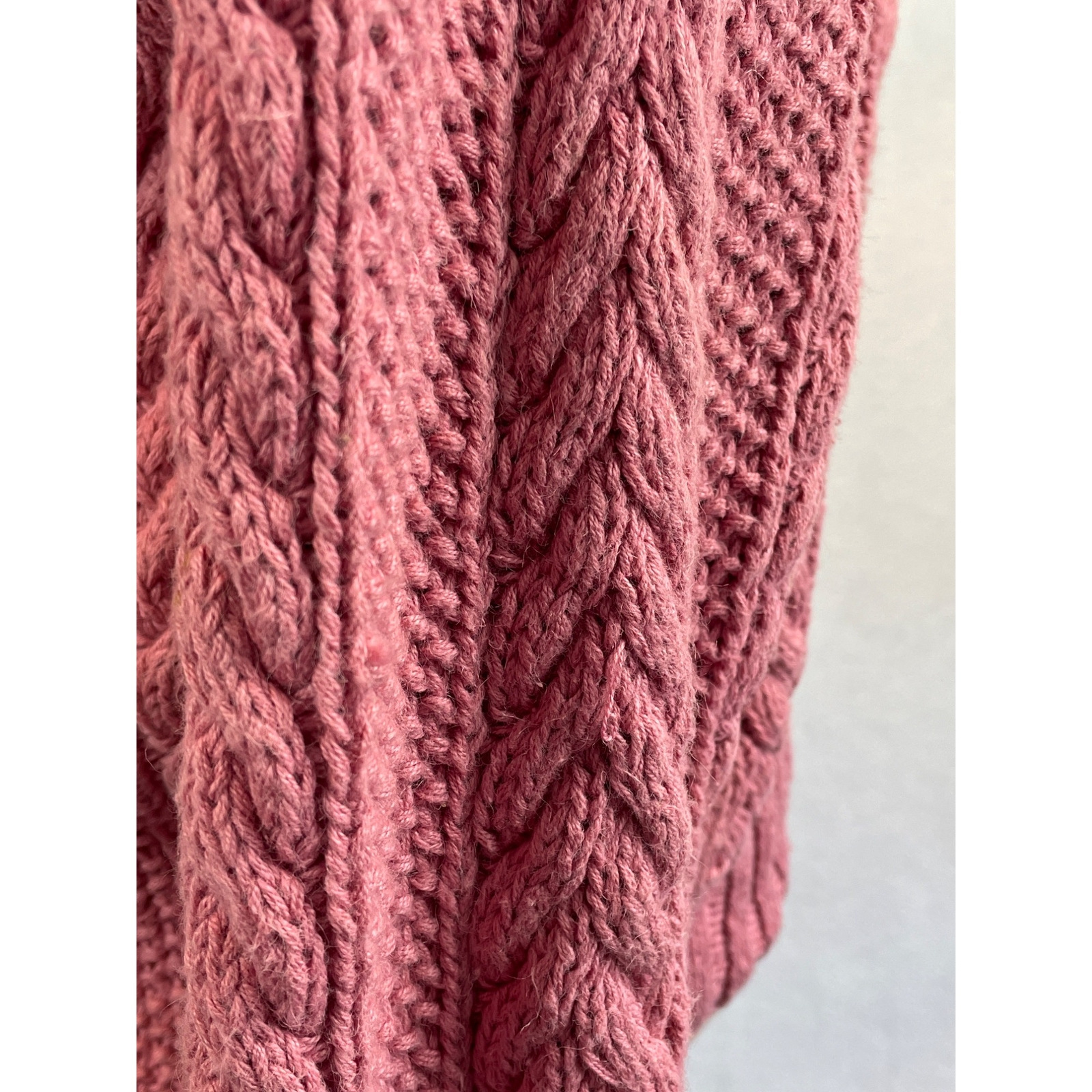 Vintage 80s 90s Melbourne Country Sweater Pink V Neck Floral Hand Knit Size M