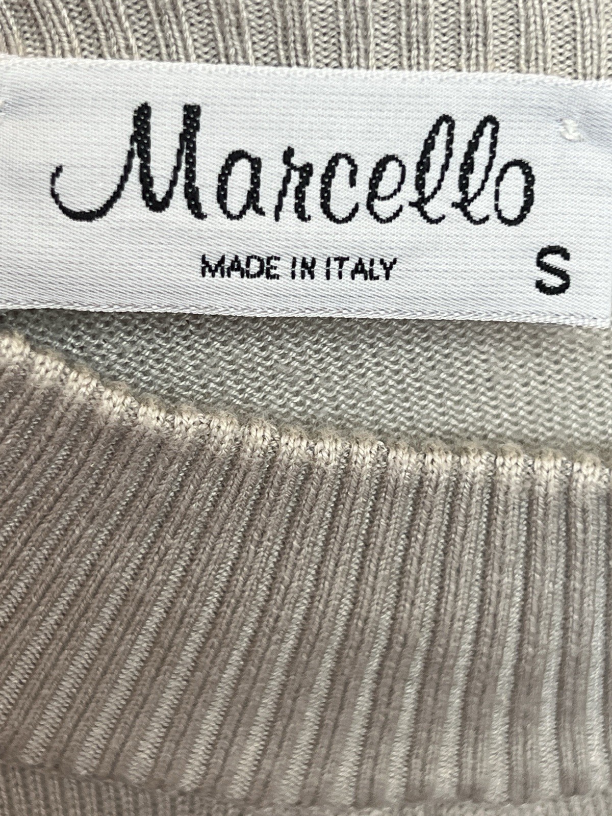 Marcello Vintage Sweater Small Beige Cotton Modal Mock Neck Knit Made in Italy