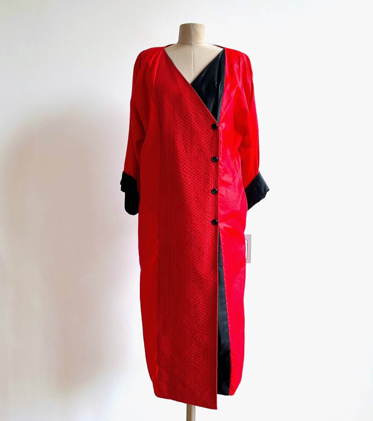 Geoffrey Beene Red & Black Holiday Dress NWT 1980s 6 8 10 Polished Cotton NEW