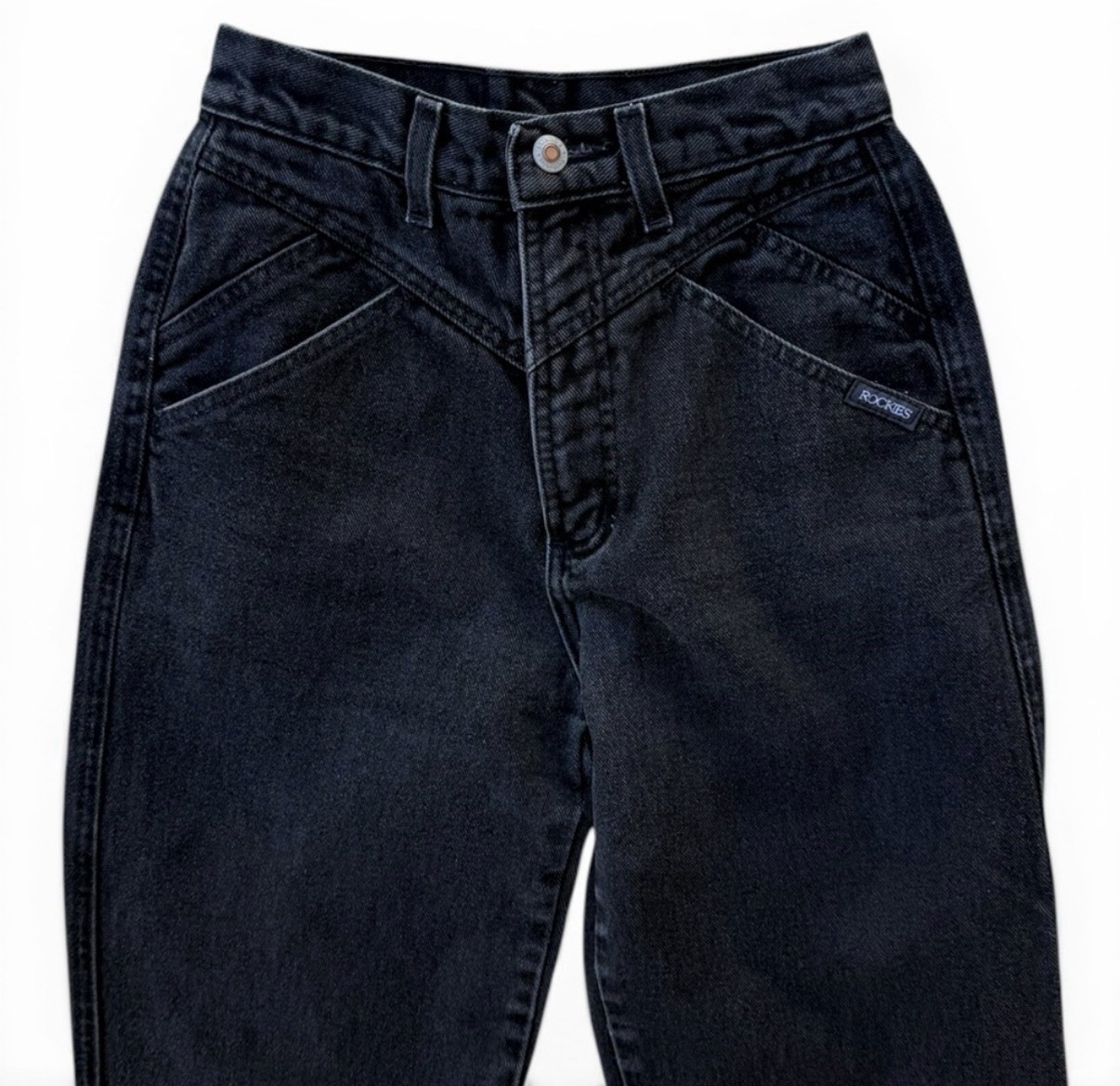 Vintage Rockies Bareback Black High Rise Western Mom Jeans Tag 26 Measures 24×35
