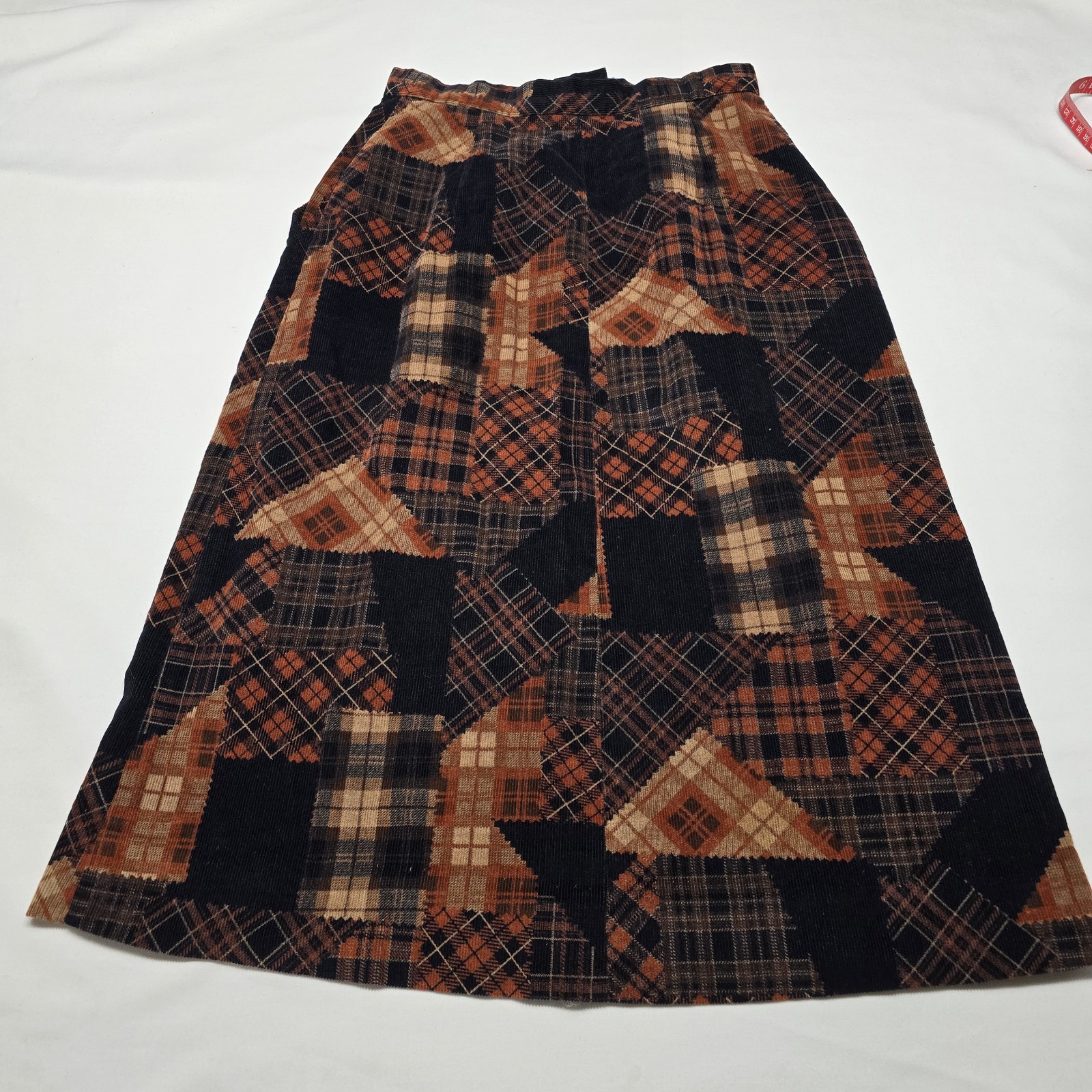 Vintage 60’s Courderoy Patchwork Vest & Midi Skirt Outfit Brown & Orange Boho
