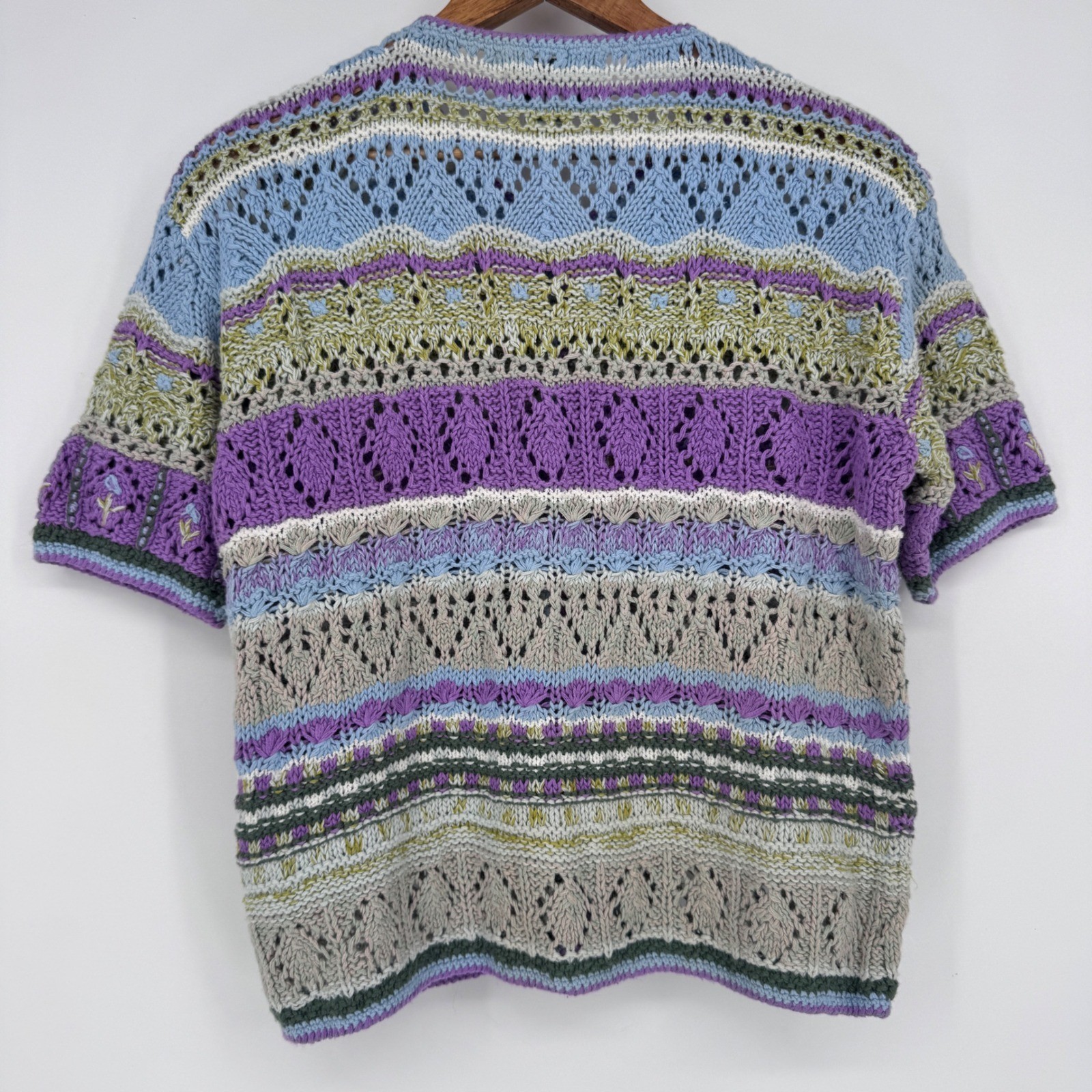 Vintage Bedford Fair Lifestyles Knit Cardigan Small S Grannycore Floral Pastel