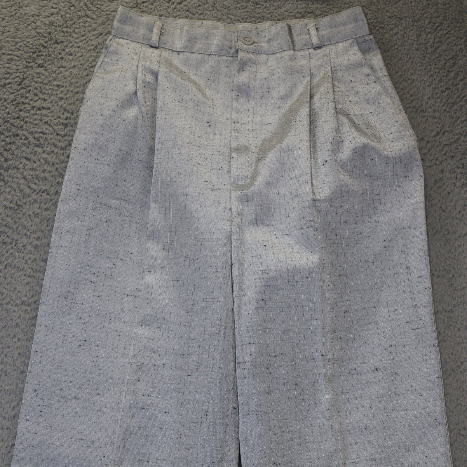 Vintage Sears Trousers Womens 10 Blue White Pleated High Waist ILGWU Made in USA