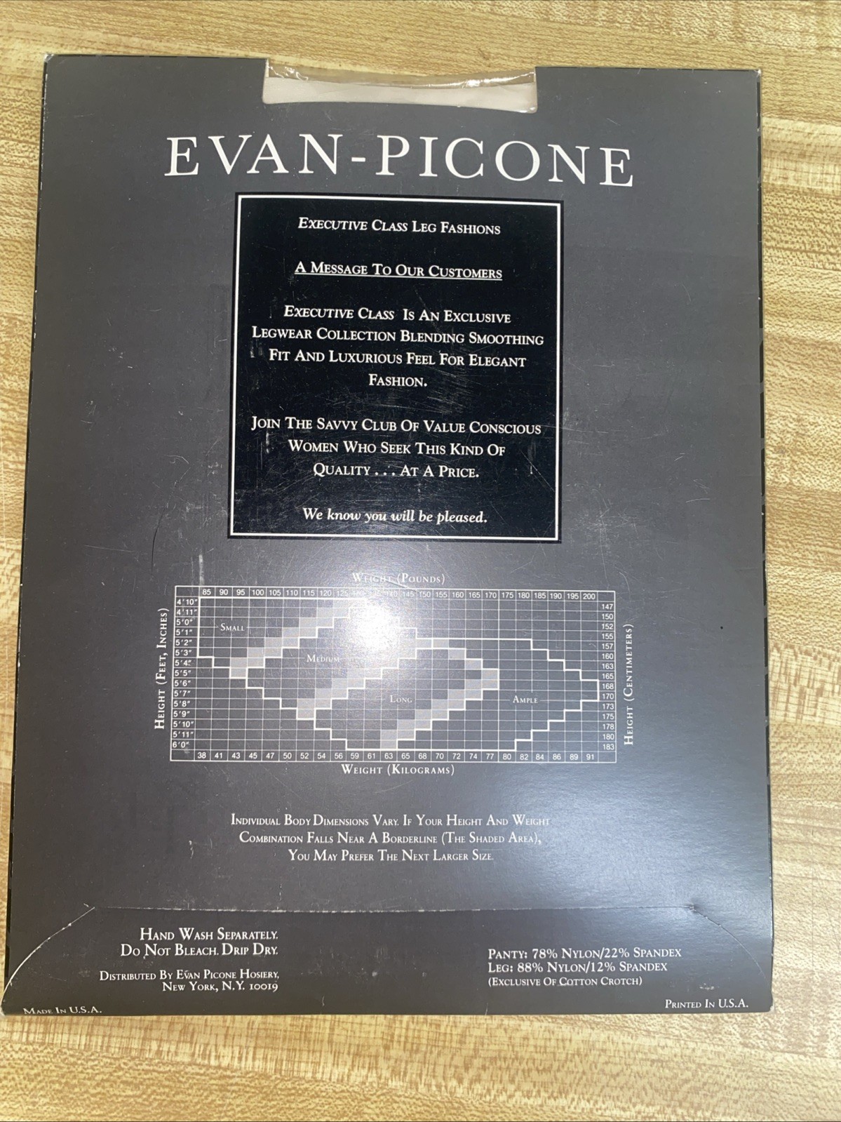 Vtg New Evan Picone Executive Class Pantyhose Sheer Lycra Light Control Top NOS