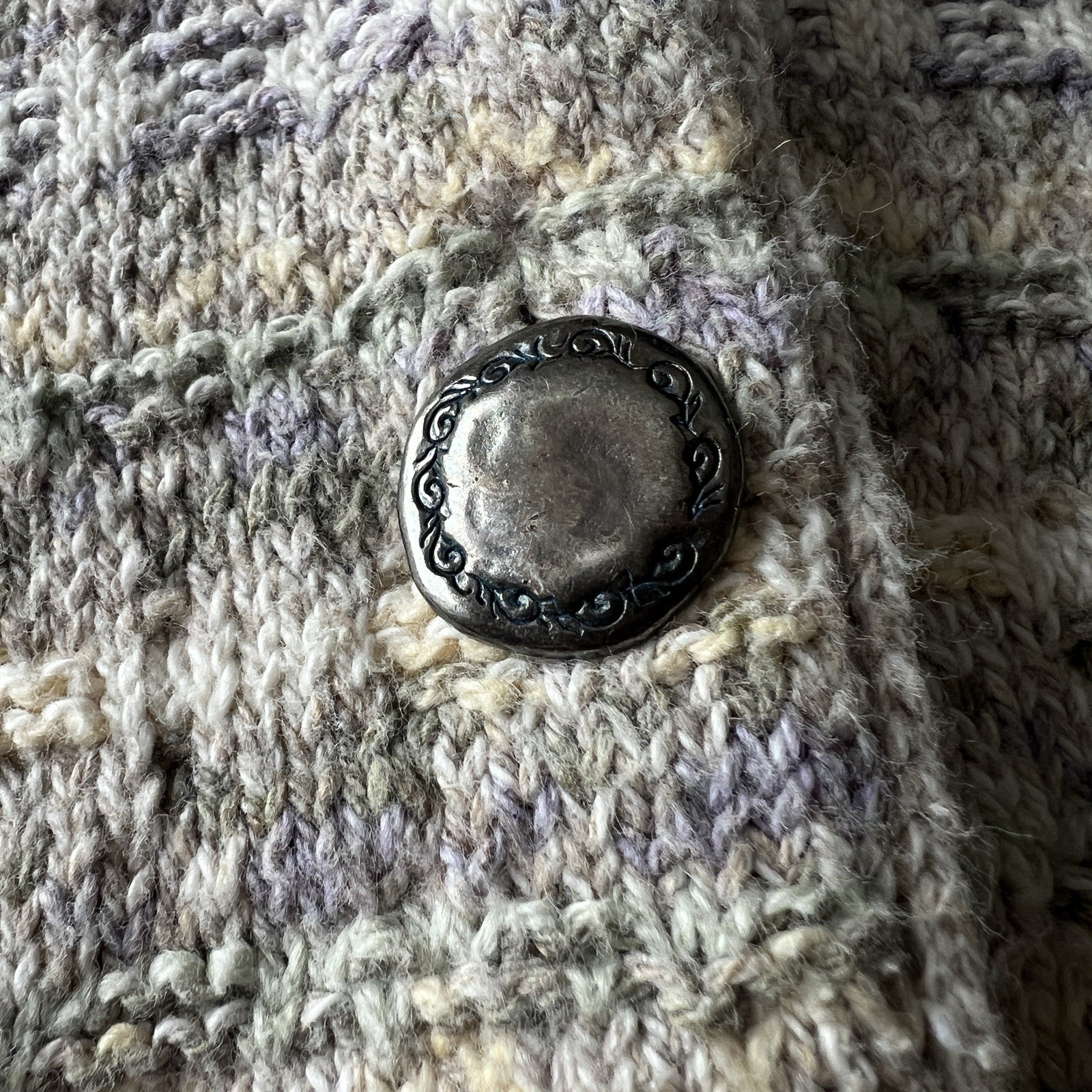 Vintage 90s Alps Vermont Cardigan Womens L Gray Marled Knit Grandpa Cozy