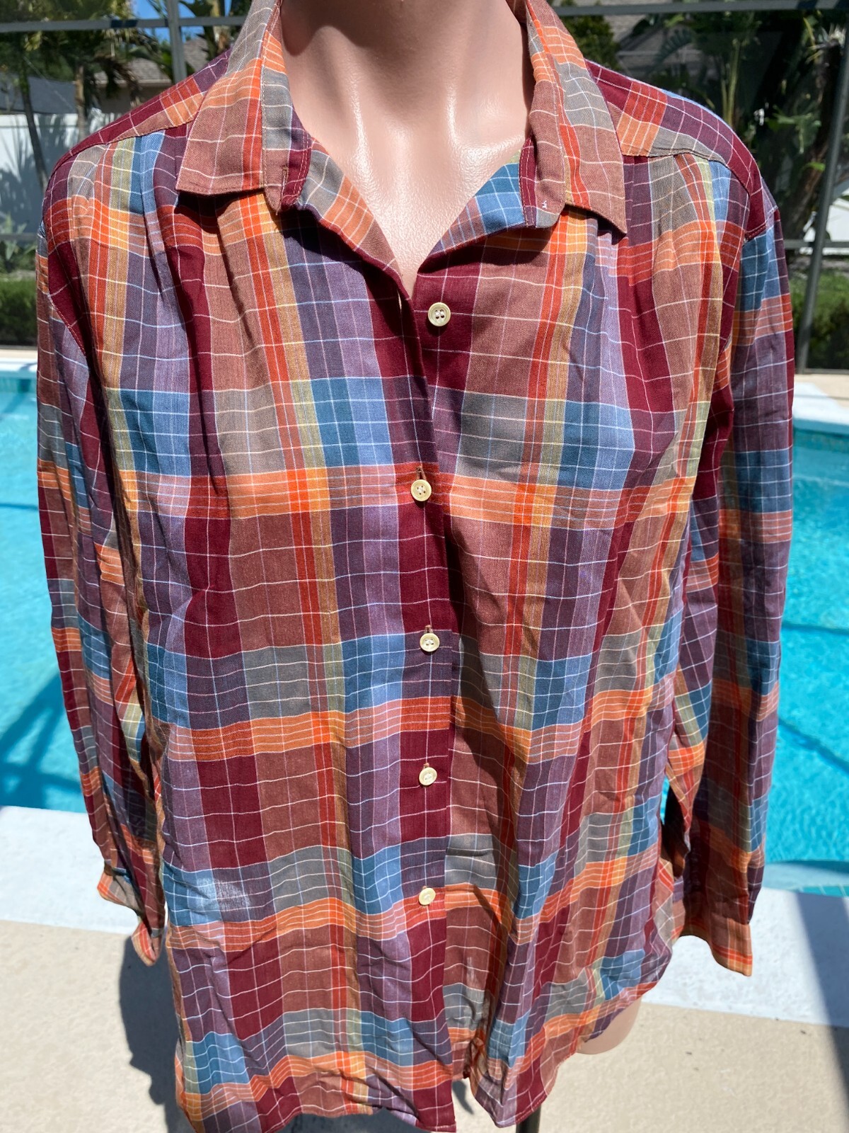 Vintage Levi’s Plaid Sheer Long Sleeve Shirt Womens size 18 XL EUC Western