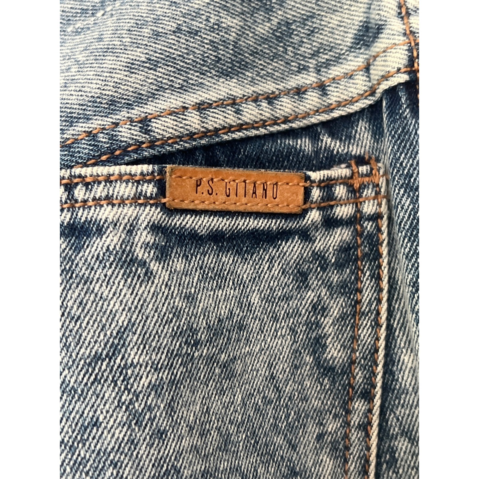 Vintage PS Gitano High Waisted Acid Wash Tapered Leg Jeans Blue Cotton Womens 10