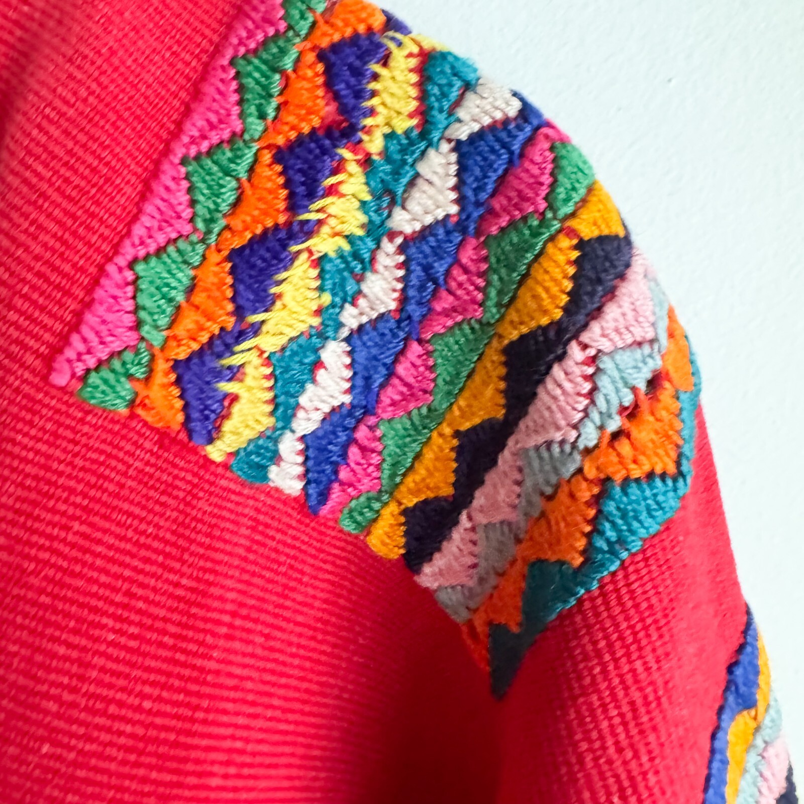 Vintage 1970s Embroidered Bomber Jacket Artesian Folk Art Tribal L/XL