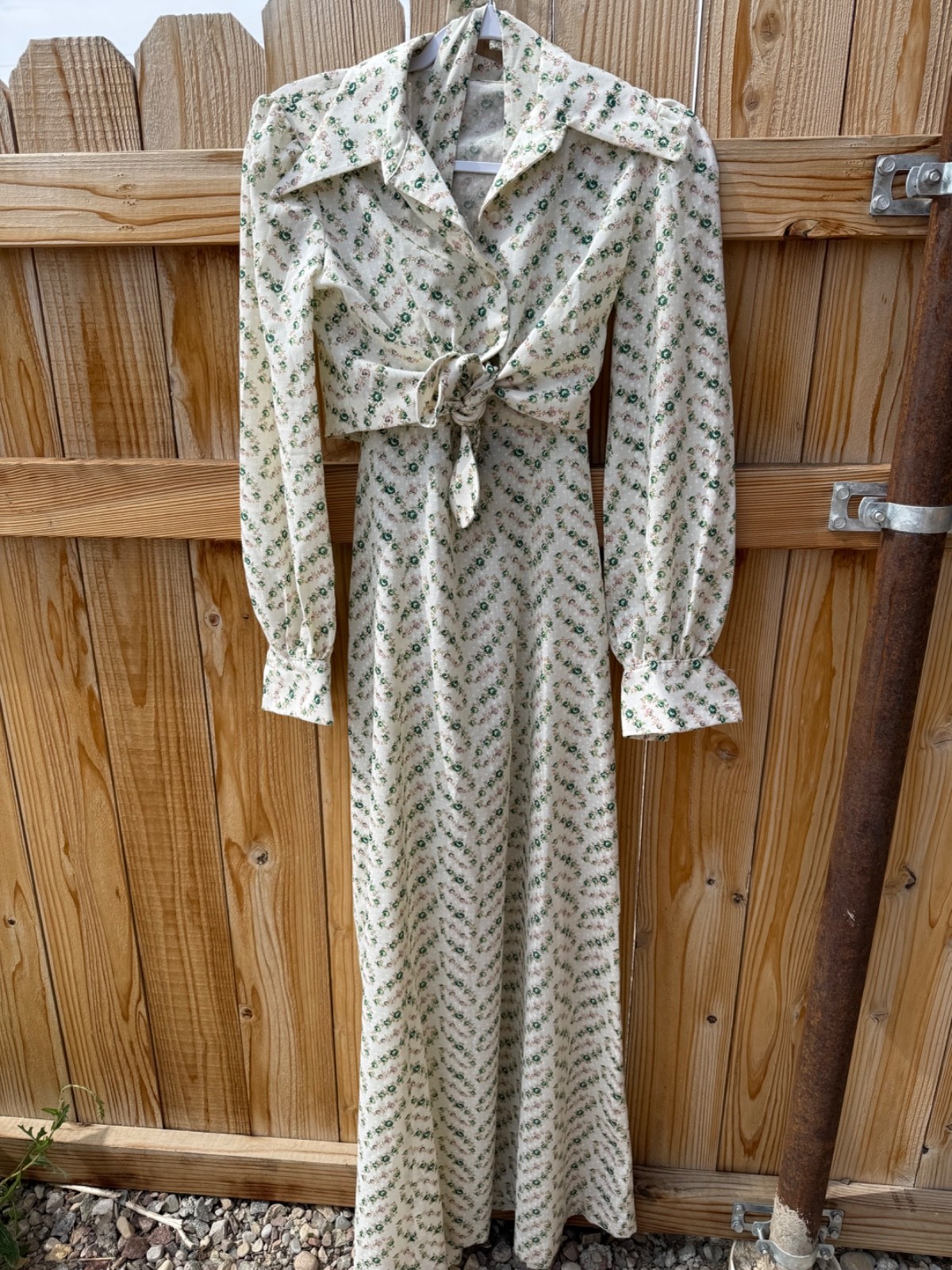 True Vintage 70s Floral Prairie Style Dress With removable jacket